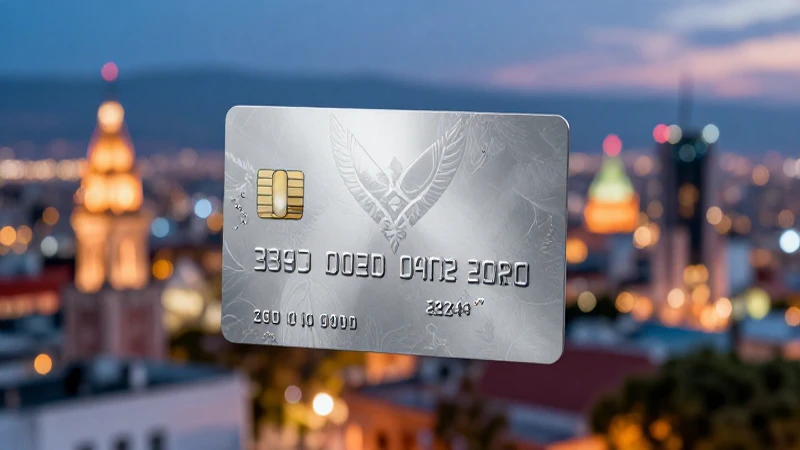 Tarjeta de platino en vibrante ciudad mexicana