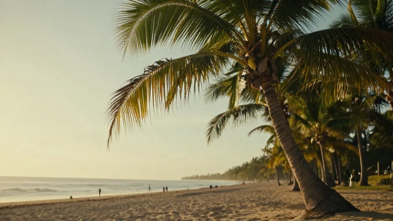 Playa tropical, cálida luz dorada y suave