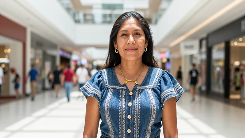 Centro comercial moderno, mestizo, y soleado