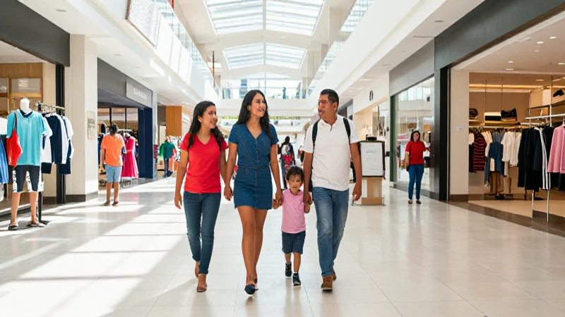 Familia mexicana disfruta de compras luminosas