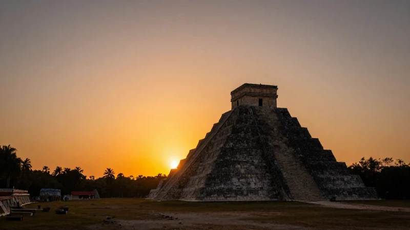 Población de Tabasco 2024: ¡Descubre la cifra sorprendente! 5 Atardecer dorado, pirámide maya siluetada