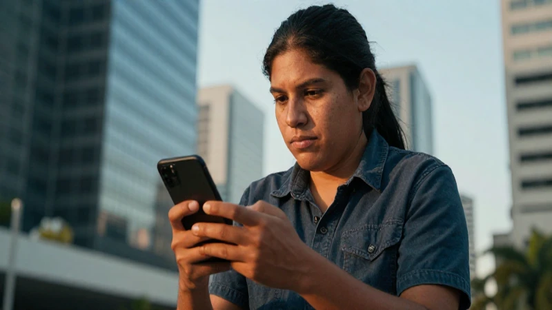 Joven mestizo con smartphones en ciudad