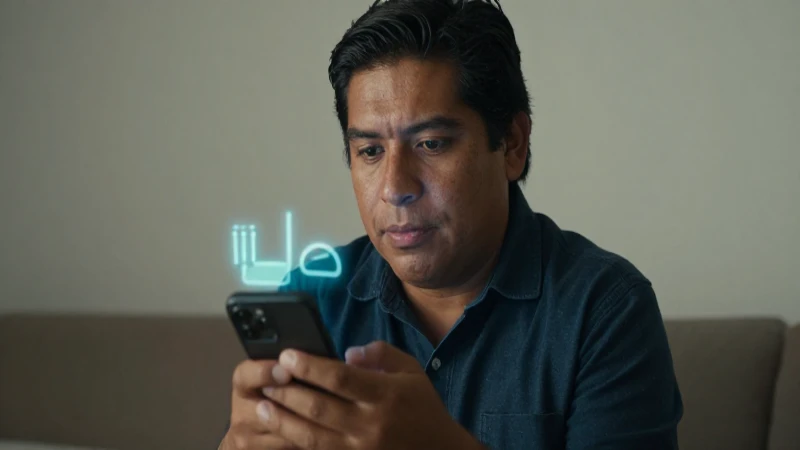 Mexicano con smartphone, Izzi y Telmex visibles