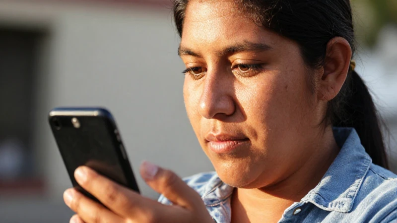 Mexicano, piel bronceada, señal en el móvil