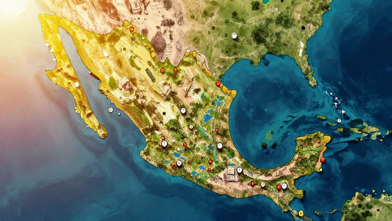 Mapa de México con veinte represas marcadas