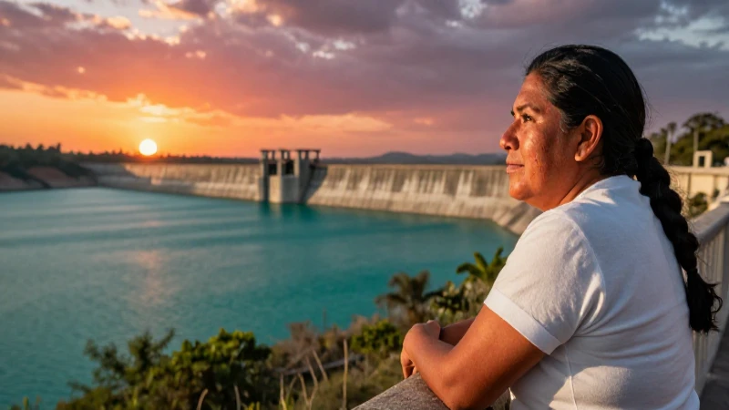 Atardecer mexicano sobre una presa turquesa