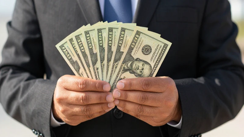 Hombre de negocios mexicano muestra dinero en primer plano