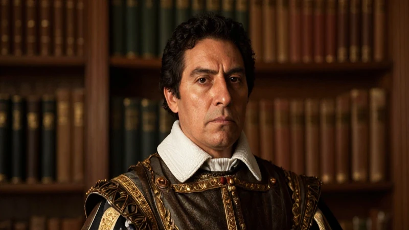Primer Virrey de Nueva España: DESCUBRE su HISTORIA y LEGADO 9 Retrato de Mendoza, noble y serio en biblioteca