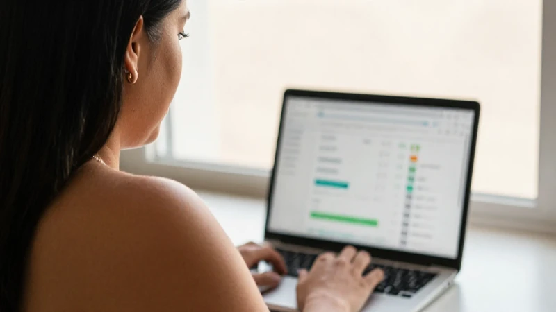 Mujer mestiza, laptop, luz cálida y profesional