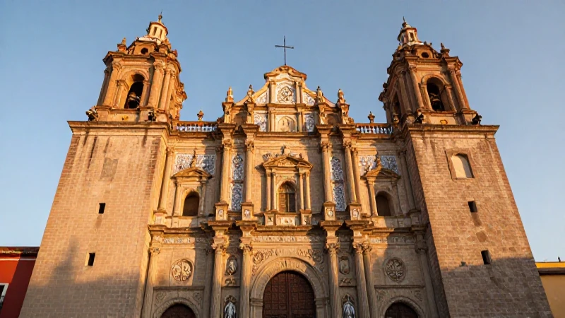 Fachada de Puebla, talavera dorada, gran angular