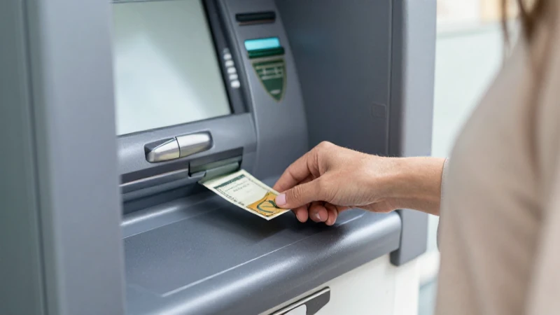 Mujer retira dinero en el cajero