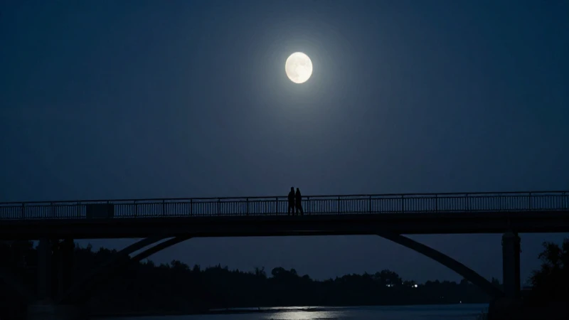 Puente de Los Suspiros: DESCUBRE su MISTERIO y BELLEZA 4 Puente iluminado por la luna, siluetas suaves