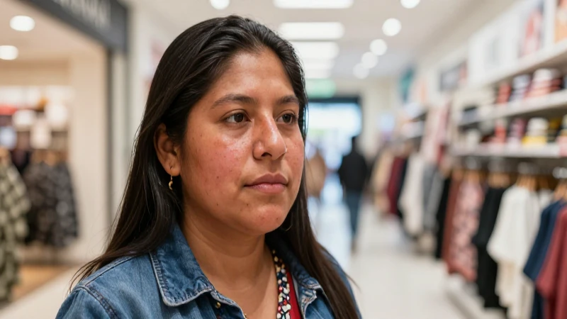 Retrato mestizo en tienda iluminada y cálida