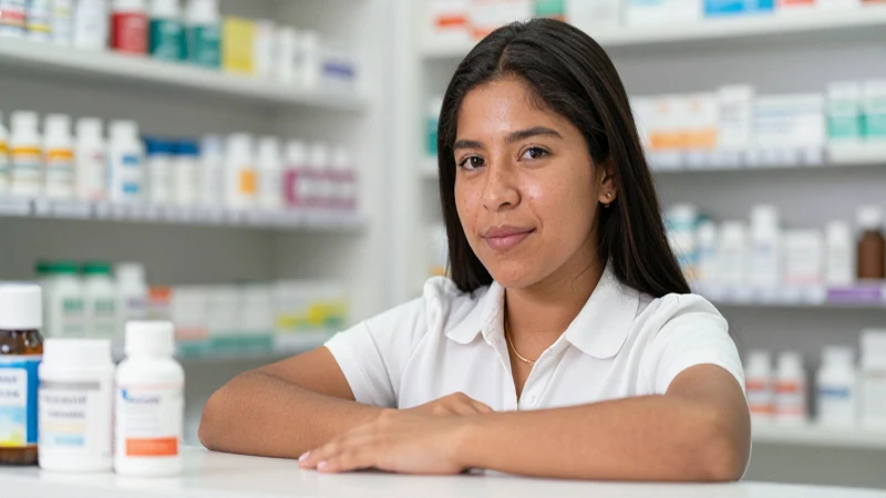 Mestizo de piel bronceada en farmacia