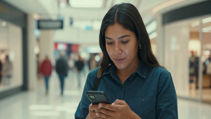 Mexicano joven usa smartphone en Liverpool