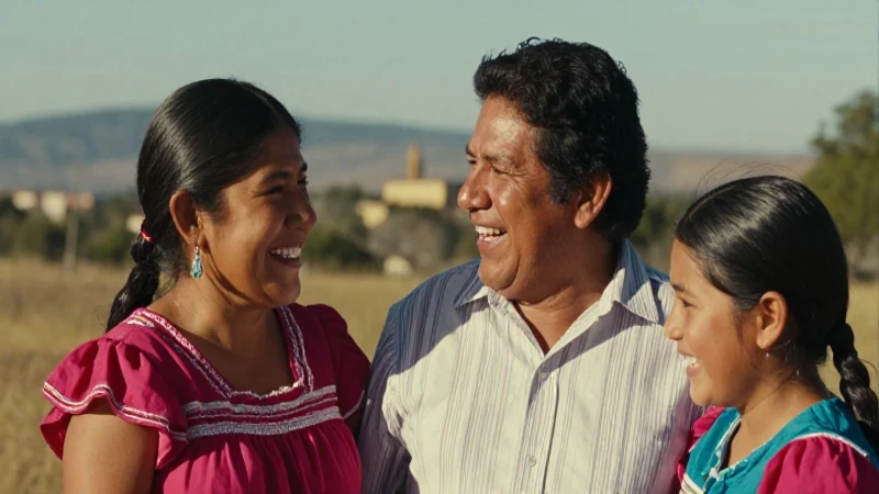 Familia mexicana sonriente bajo el sol