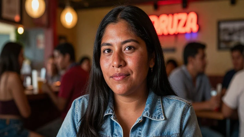 Joven mestiza con resplandor en ambiente vibrante