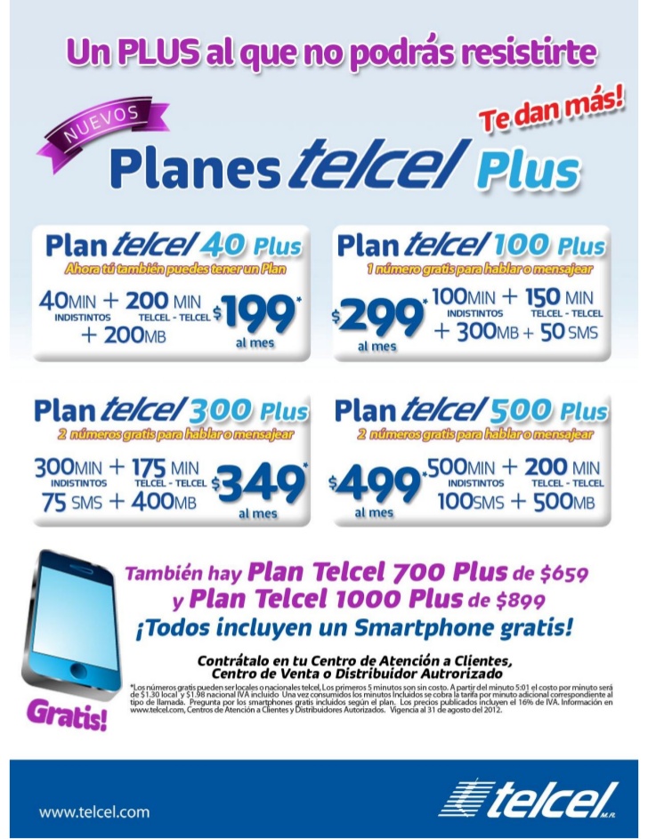 que ofrecen los planes prepagos de telcel en
