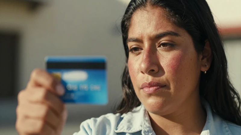 Mexicano, piel bronceada, con tarjeta bancaria