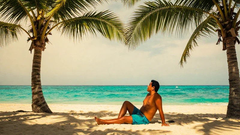 Playa mexicana idílica al atardecer dorado