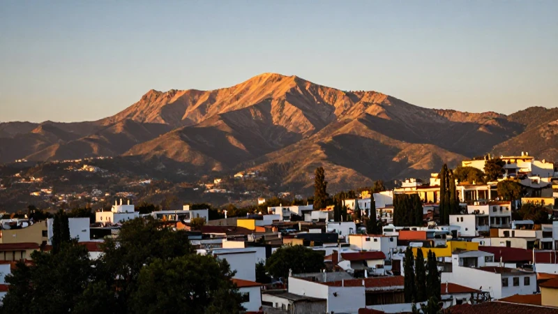 Paisaje queretano al atardecer, con montañas