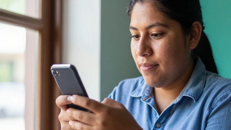 Duración de una recarga AT&T según el monto cargado 4 Joven mestiza sonríe con luz suave y móvil
