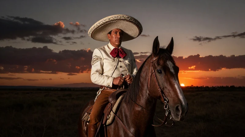 Descubre los Territorios Ocultos de la Nueva España 7 Conquistador mestizo en vasto atardecer texano