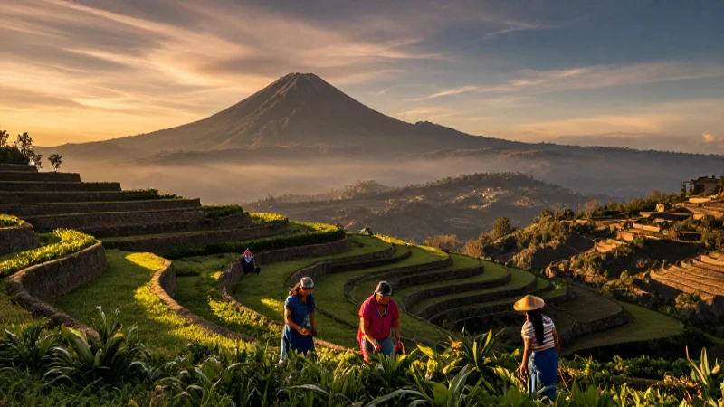 Paisaje mexicano, fértil y dramático al atardecer