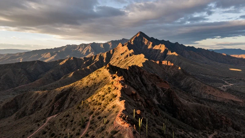 Paisaje mexicano: montañas, desierto, luz dorada