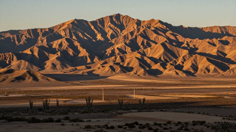 Paisaje dramático desértico al atardecer