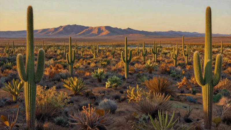 Maravillas Naturales de Aguascalientes: ¡Descúbrelas Ya! 4 Mesa árida, cactus, luz dorada y paisaje panorámico
