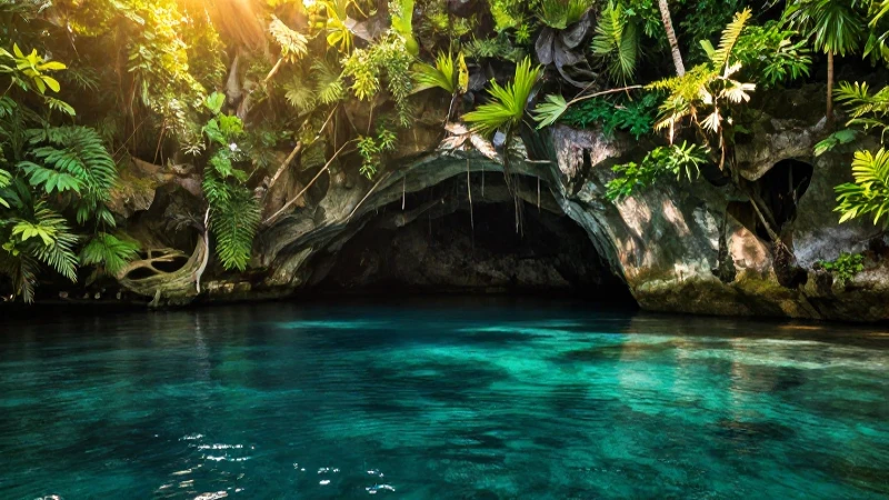 Cenote: agua cristalina, luz dorada y vida