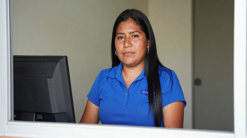 Cajera mexicana de tez morena, luz suave