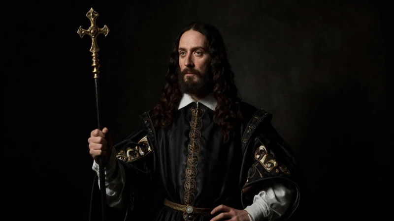 Retrato renacentista de Carlos I, sombrío y dramático