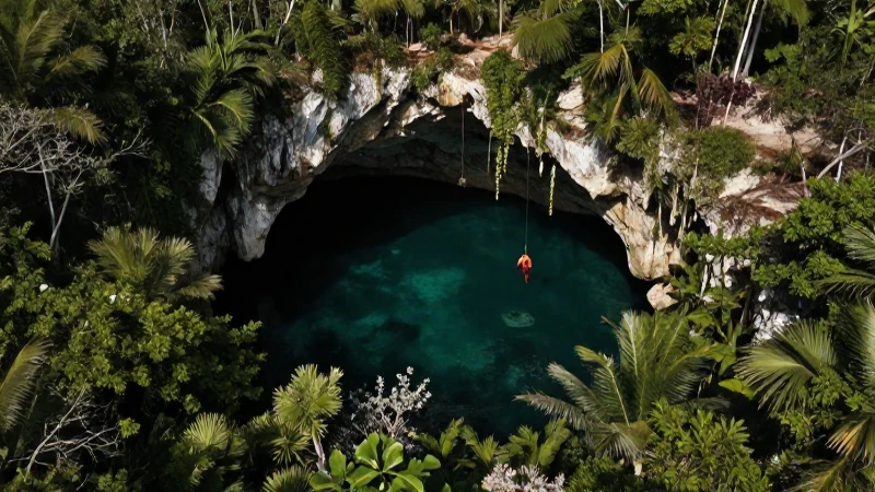 Cenote en Quintana Roo: naturaleza y exploración mexicana