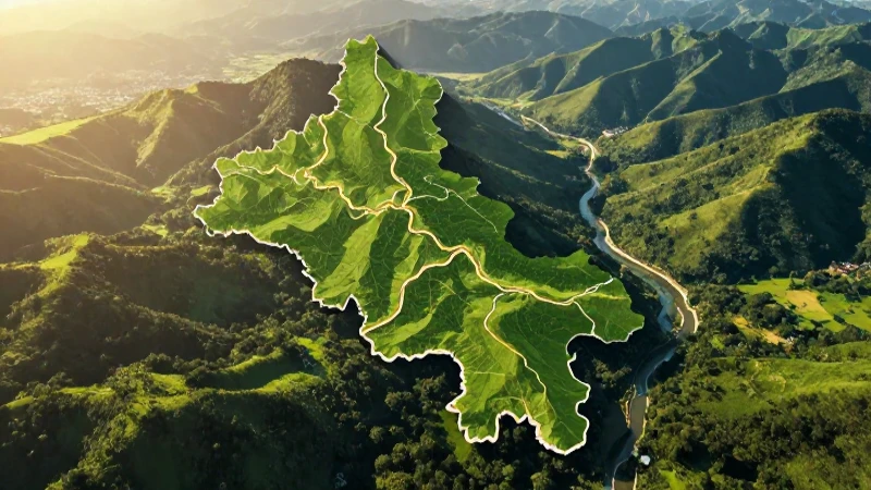 Nuevos valles verdes bajo luz cálida