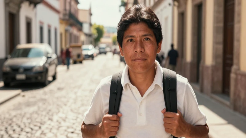 Joven mestiza viajando por calles europeas soleadas