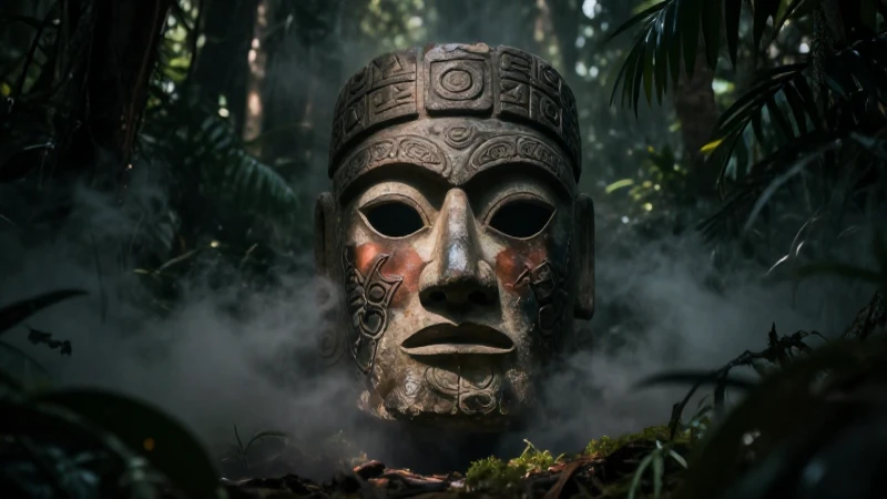 San Juan del Monte: La MISTERIOSA Leyenda que Fascina 4 Máscara ancestral emerge de la densa jungla