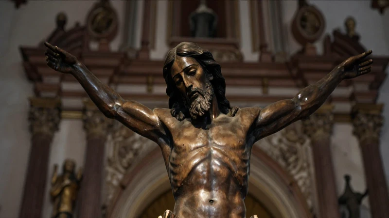 Cristo Negro en iglesia mexicana, atmósfera devocional