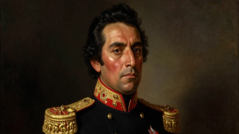 Santa Anna, general mexicano, en óleo dramático