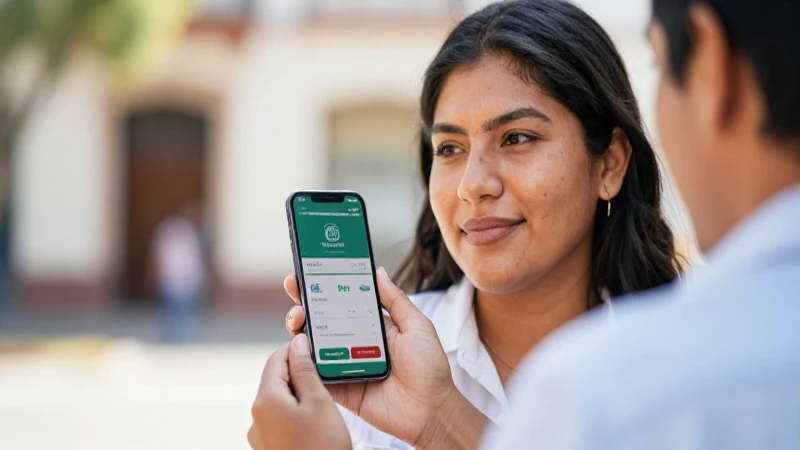 Cómo consultar saldo en Santander por mensaje de texto 6 Joven mestiza usa la app bancaria al sol