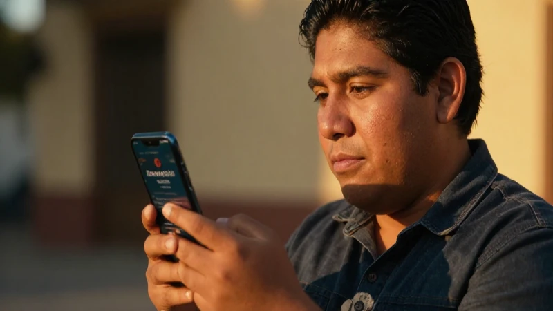 Mexicana con smartphone mostrando recompensas
