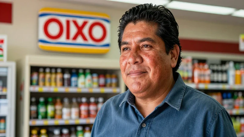 Es posible pagar Paynet en sucursales OXXO en México 6 Hombre mexicano en una tienda OXXO cálida