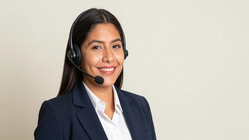 Mujer mestiza sonríe, representando un servicio amable