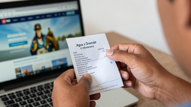 Cómo realizar el pago en línea a Agua y Drenaje de Monterrey 4 Mexicano paga recibo online con laptop