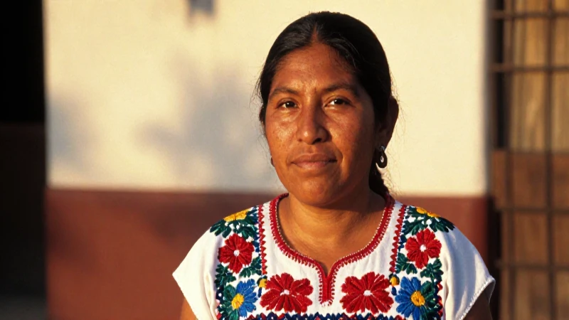 Mujer mestiza en luz cálida, huasteca tradicional