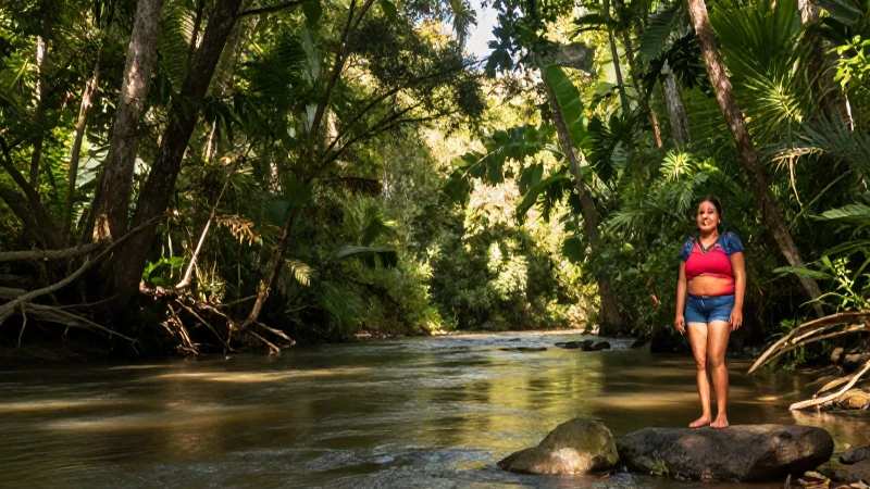 Bosque mexicano, río, luz dorada y senderismo