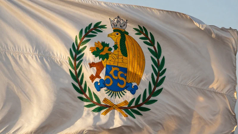 Banderas y escudos de Veracruz en detalle dorado