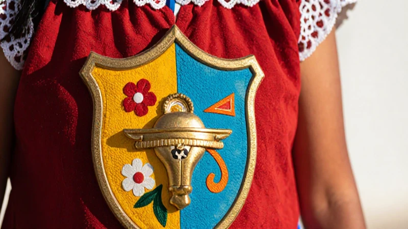 Escudo jalisciense, arte folclórico, colores vibrantes