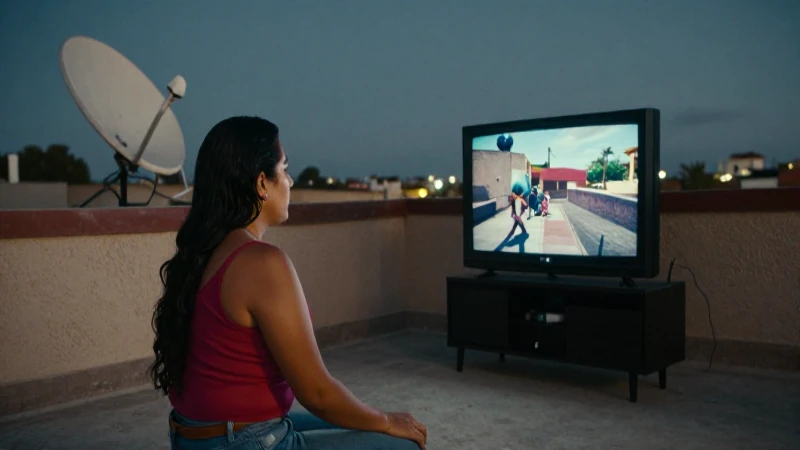 Mexicano mestizo ve la televisión bajo el sol